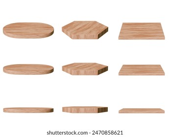 Simple wood podium contain 9 podiums