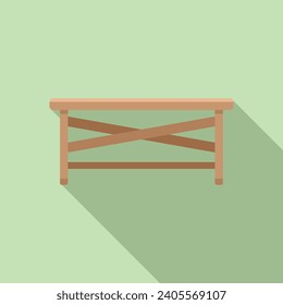Simple wood table icon flat vector. Picnic wooden equipment. Parasol patio