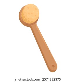 Simple wooden bath brush with a round head is lying on a white background