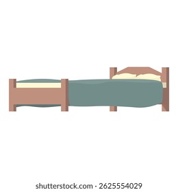Simple wooden bed frame with a mattress and pillows is ready for a good night's rest