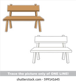 Simple wooden bench. Dot to dot educational game for kids.
