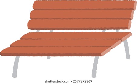 Simple wooden bench hand-drawn style illustration