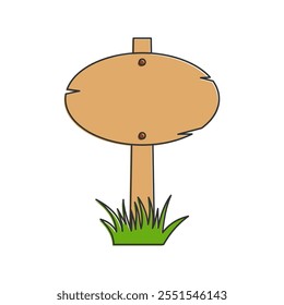 Simple wooden blank signpost vector illustration, old wooden signpost vector in lineal color style isolated on a white background