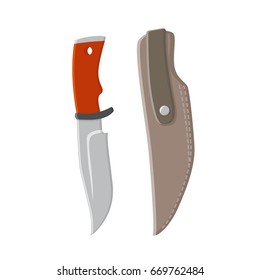 A simple wooden boat on empty beach. Vector illustration. Seaside landscape. Concept for solitude, relaxation,  loneliness or privacy.