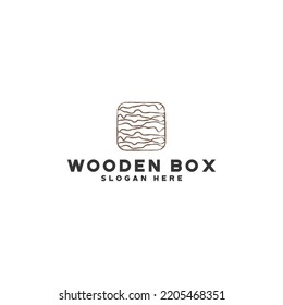 simple wooden box line art illustration logo design. abstract wood plant natural icon logo business vector design template with vintage, modern and premium styles isolated on white background.