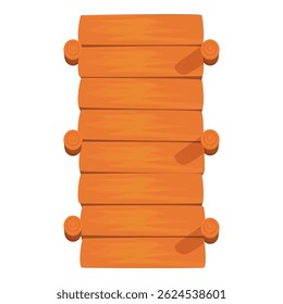 Simple wooden bridge made of planks is connecting two sides of a small creek in top down view