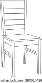 Simple wooden chair outline vector illustration ideal for furniture catalogs, interior design, home decor, office furniture, educational materials, and icon collections