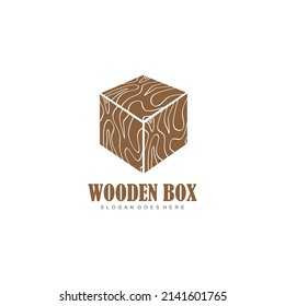 
Simple Wooden Crate Vector Logo .box Shape Wooden Packaging .box Illustration With Brown Wooden Pattern