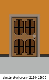 simple wooden door  of room illustration, door vector 