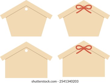 A simple wooden ema set. Japanese lucky charms.