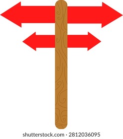 Simple Wooden Guidepost Featuring Opposite Direction Arrows