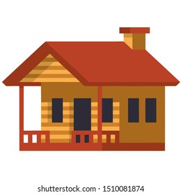 Simple wooden house vector design.