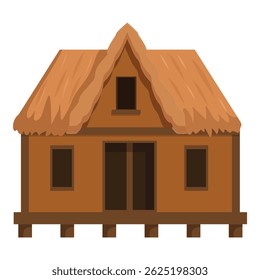 Simple wooden hut with thatched roof standing on stilts, offering a tranquil escape in a tropical paradise