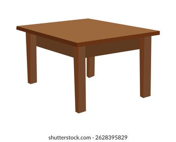 Sencilla mesa cuadrada de madera con cuatro patas rectas en un diseño minimalista de estilo 3d