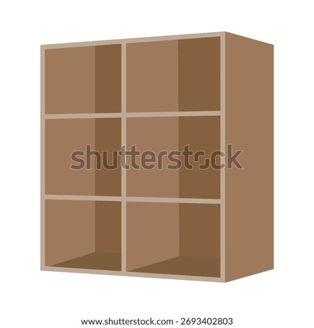 A simple wooden storage shelf viewed from an angle