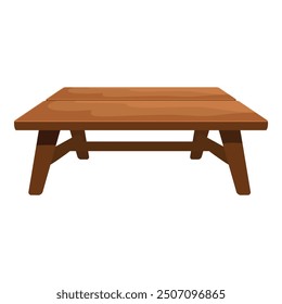 Simple wooden table standing on four legs, isolated on white background