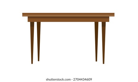Simple Wooden Table Vector Illustration Set (Flat Design, Dining Table, Furniture Element)