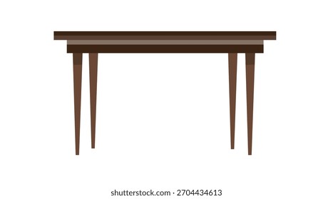 Simple Wooden Table Vector Illustration Set (Flat Design, Dining Table, Furniture Element)
