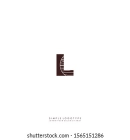 Simple wooden texture brown monogram L logo letter creative design concept.