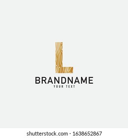 Simple wooden texture brown monogram L logo letter creative design concept.