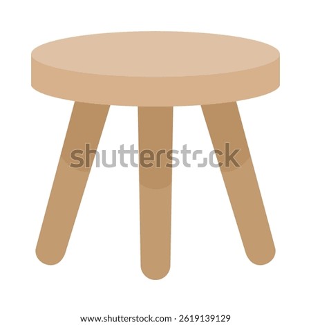 Simple wooden three legged stool in vector