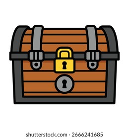 Simple Wooden Treasure Chest Vector