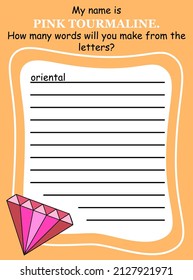 Simple word game with a pink gemstone for children vector illustration