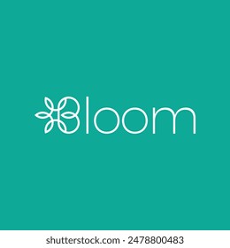 simple wordmark bloom logo design with flower on the right