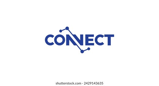 Einfaches WordMark Connect Logo. Dot Verbunden mit dem modernen Stil. Netzwerk-Symbol-Symbol-Vektor-Design-Vorlage.