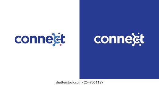 Logotipo Simples Wordmark Connect. Ponto conectado com estilo moderno. Modelo de design de vetor de símbolo de ícone de rede.