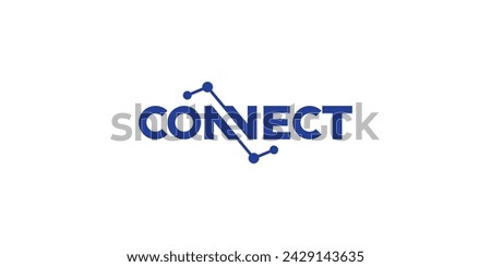 Simple Wordmark Connect Logo. Dot Connected with Modern Style. Network Icon Symbol Vector Design Template.