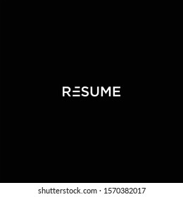 Simple wordmark logo design of resume with black background - EPS10 - Vector.