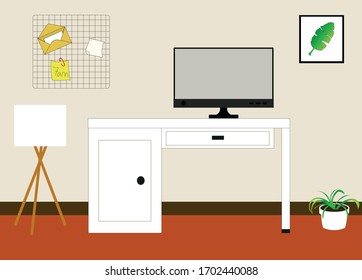 Simple Work desk room illustration