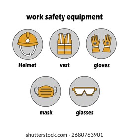 ícone do equipamento simples de segurança no trabalho


