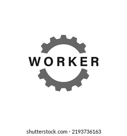 simple worker logo design, minimal worker icon logo design vector template, engineering worker icon logo business design vector, worker of industrial icon logo design isolated on white background