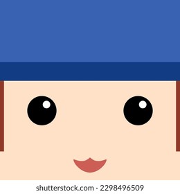 simple working profession cute eye, smile happy face square greeting card template flat post or cake design. Expression head emotion of boy janitor cleaning service job character. clean tidy office