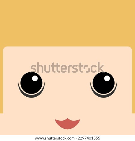 simple working profession cute eye, smile happy face square greeting card template flat post or cake design. Expression head emotion of artist band personnel job character. art entertainer with song