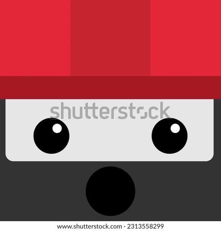 simple working profession cute eye, smile happy face square greeting card template flat post or cake design. Expression fun head emotion of firefighter job character. fire brigade with mask and helmet