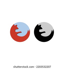 simple world and fox icon illustration design