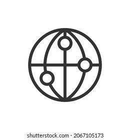 Icono de línea mundial simple. Símbolo premium con estilo de trazo. Diseño del icono mundial. Ilustración vectorial.