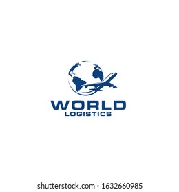 simple world logistics silhouette logo