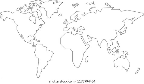 Simplified World Map Vector Simple World Map Stock Vector (Royalty Free) 1178994454 | Shutterstock