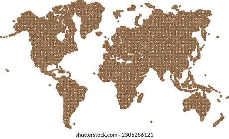 Arte de circuitos de mapas del mundo simple
