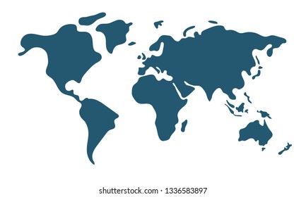 Simple world map in flat style isolated on white background. Vector illustration. - Shutterstock ID 1336583897