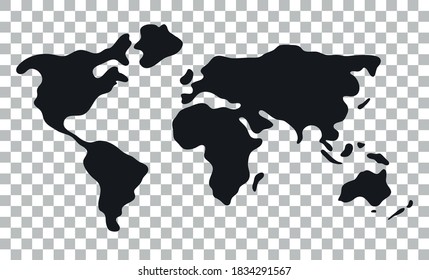 Simple world map in flat style isolated on white background. Vector illustration.