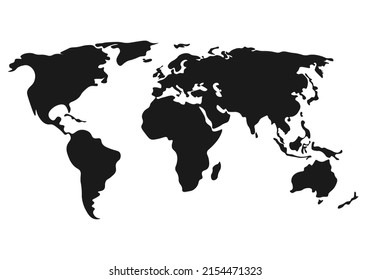 Simple world map in flat style isolated on white background. Vector illustration.
