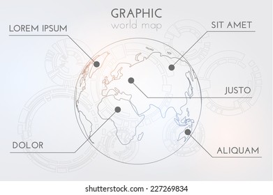 Simple world map globe background. Vector eps10.