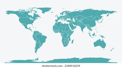 mapa del mundo simple. ilustración de mapa mundial. ilustración de la geografía terrestre.