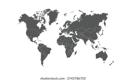 A simple world map illustration showing continents and country borders