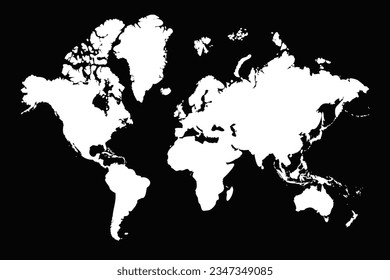 Simple World Map Isolated on Black Background, can be used for business designs, presentation designs or any suitable designs.